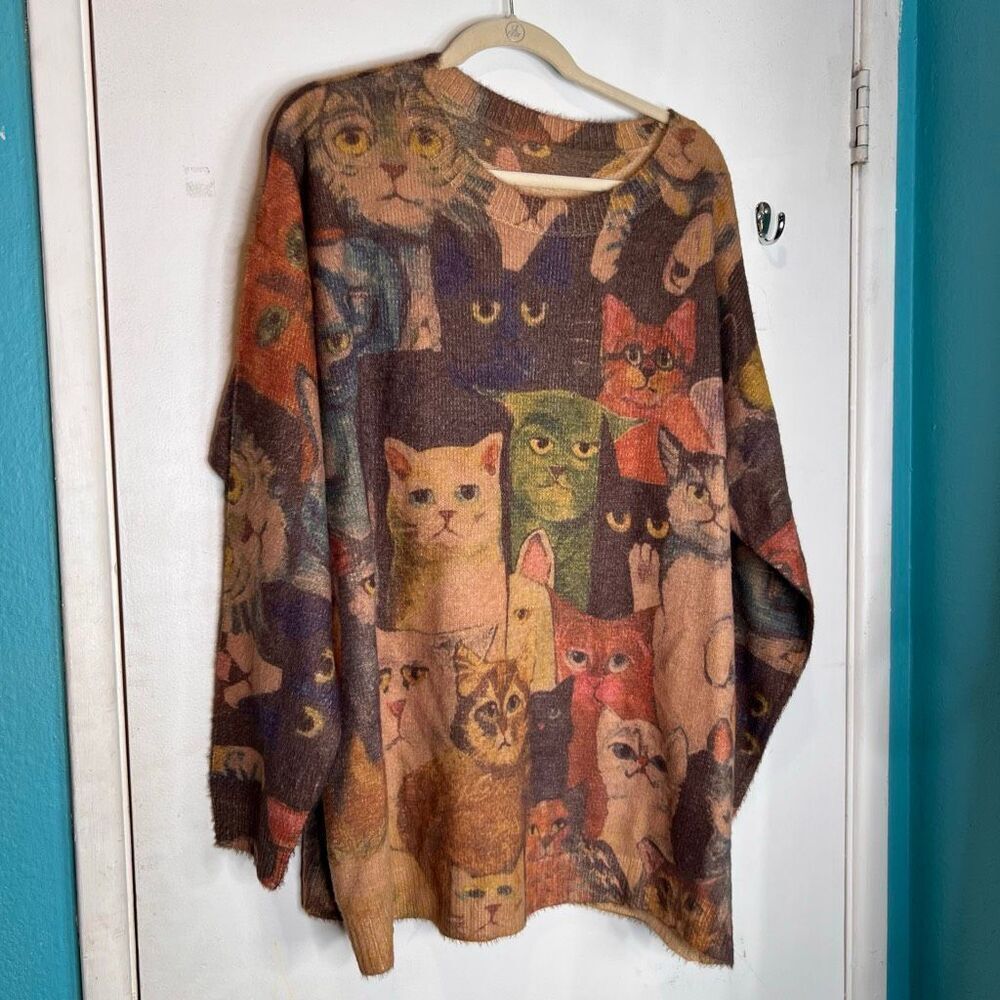 Yesno graphic cats print cotton super fun cat faces
